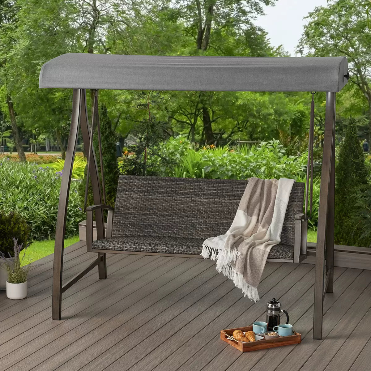 Agio McKinnon Woven Patio Swing with Canopy