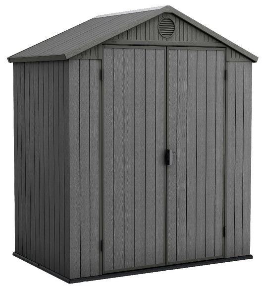 Keter Darwin 6x4 Grey Double Door Plastic Shed with floor (Base included)