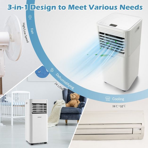 9000 BTU 3-in-1 Portable Air Conditioner with Fan and Dehumidifier Mode