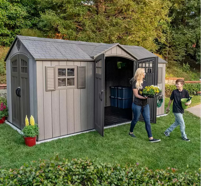 Lifetime 15ft x 8ft (4.6 x 2.4m) Dual Entry Garden Storage Shed - Model 60318