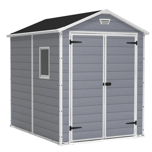 Keter Manor Plastic Garden Storage Shed 6 x 8 ft - Grey