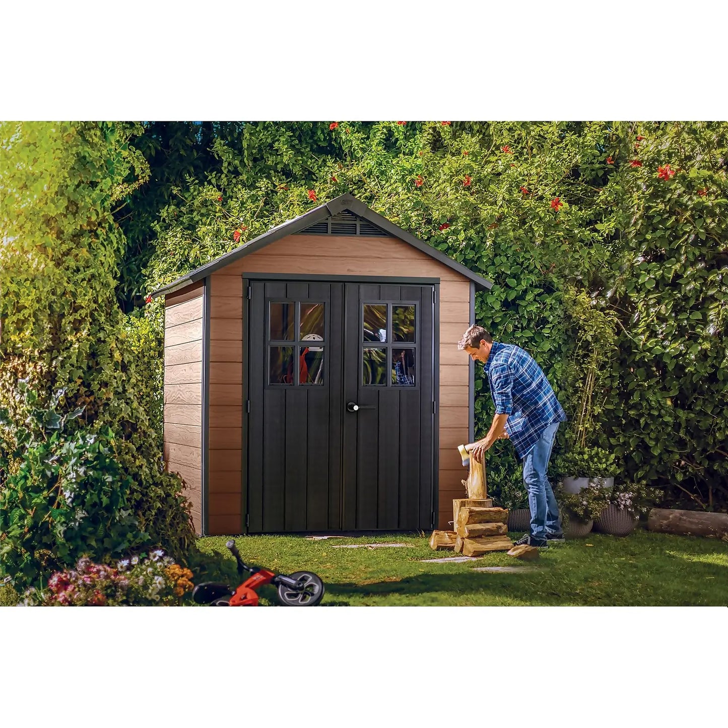 Keter Newton 7 x 7ft Double Door Outdoor Apex Plastic Garden Shed